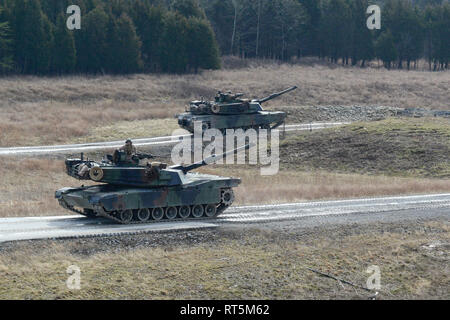 Die Vereinigten Staaten Marine Corp 4. Division ihre 2019 Jährliche Tank Schießwesen Qualifikationen in Fort Knox, Kentucky. (US Army Foto von Charles Leffler) Stockfoto