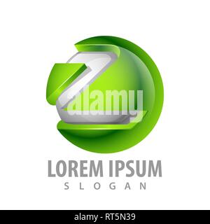 Logo Design. Grüne Kugel Buchstaben Z Symbol grafische Vorlage element Stock Vektor