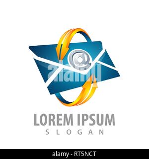 Logo Design. Drehen Pfeil mit Briefumschlag e-Mail. Symbol grafische Vorlage element Stock Vektor