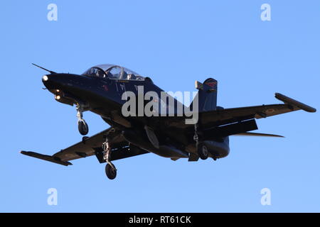 Tucano Trainer, an RAF Valley, Anglesey, Nordwales Stockfoto