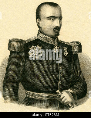 Maria Josef Bosquet, französischer Offizier, General, geboren 1810 in Pau, seit 1853 allgemein und seit 1854 war er der Kommandant der zweiten Division der Orientalen Armee. Lithographie aus: "National-Kalender für alle kronländer der kaiserl. königl. Österreichischen Monarchie auf das Schaltjahr 1856', (nationaler Kalender für alle Crow landet der kaiserlichen Monarchie von Österreich), Lithograph W. Klimt, Verlag: Carl Wilhelm Medow, nach Leitmeritz/Prag., Additional-Rights - Clearance-Info - Not-Available Stockfoto