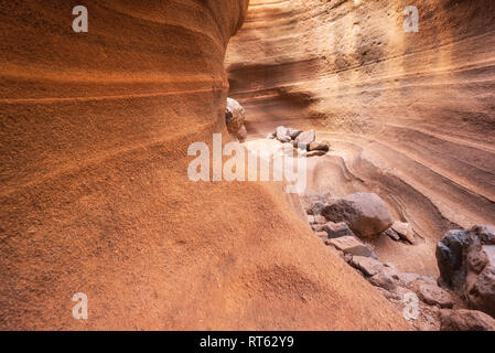 Malerische Kalkstein Canyon, Barranco de las Vacas in Gran Canaria, Kanarische Inseln, Spanien. Stockfoto