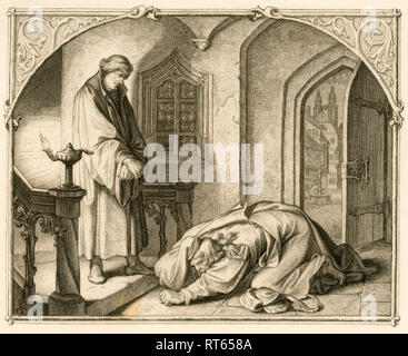 Martin Luther zusammen mit dem raubritter Hans Kohlhase, Illustration von: 'Dr. Martin Luther deutscher Reformator", von Gustav König, von Rudolf Besser, Gotha, 1850 th illustriert., Additional-Rights - Clearance-Info - Not-Available Stockfoto