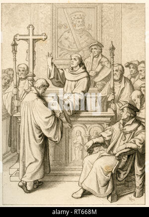 Martin Luther ist Doktor der Heiligen Bibel. Abbildung aus: 'Dr. Martin Luther deutscher Reformator", von Gustav König, von Rudolf Besser, Gotha, 1950 th illustriert., Additional-Rights - Clearance-Info - Not-Available Stockfoto