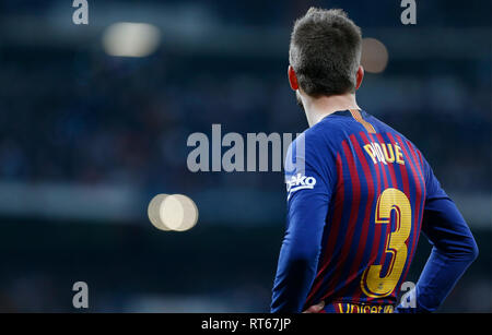 Gerard Pique während der Copa del Rey, Halbfinale Rückspiel Spiel zwischen Real Madrid CF und FC Barcelona im Santiago Bernabeu Stadion gesehen. (Endstand 0-3 Real Madrid FC Barcelona) Stockfoto