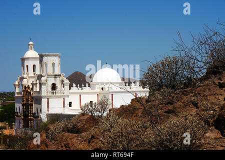 Eine National Historic Landmark, San Xavier Mission wurde als Katholische Mission von Pater Eusebio Kino im Jahre 1692 gegründet. Stockfoto
