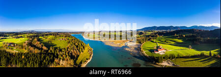 Deutschland, Bayern, Ostallgäu, Füssen, Prem, Luftaufnahme von Lech Behälter Stockfoto