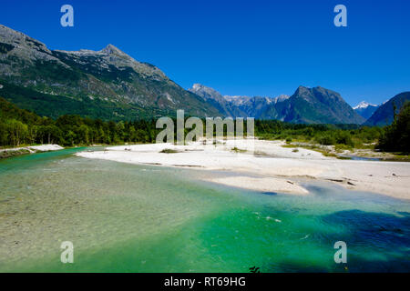 Slowenien, Soca Tal, in der Nähe von Bovec, Fluss Soca Stockfoto