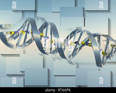 Digitale Kunst DNA-Kette. Überlappende Square Schichten. Stockfoto