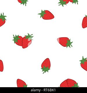 Erdbeere Obst nahtlose Muster Hintergrund. Vector Illustration für Textildruck, Oberflächengestaltung oder Verpackung Stock Vektor