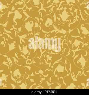 Golden nahtlose Hintergrund mit floralen Ornament. Vektor nahtlose Muster Stock Vektor