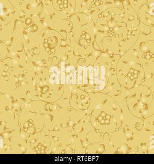 Golden nahtlose Hintergrund mit floralen Ornament. Vektor nahtlose Muster Stock Vektor