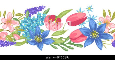 Nahtlose Muster mit Frühling Blumen. Stock Vektor