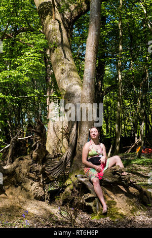 Wald baden an Beltane Fire Festival, Sussex, UK Stockfoto