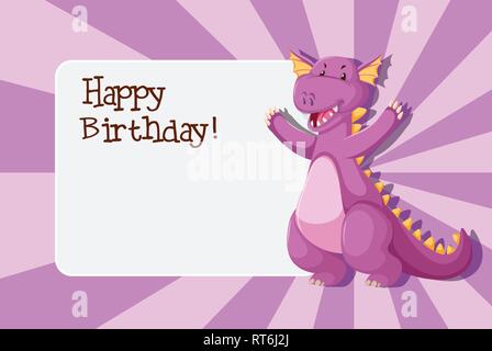 Ein Dinosaurier auf Geburtstag Vorlage Abbildung Stock Vektor