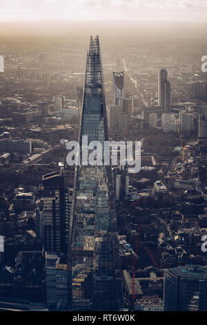 Eine Luftaufnahme der Shard in London, UK. Stockfoto