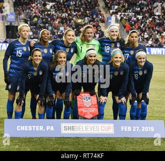 Chester, Pennsylvania, USA. 27 Feb, 2019. Die USA Frauen Fußball-Team am SHEBELIEVES CUP 2019 bei Talen Energie Stadion in Chester, Pennsylvania Credit: Ricky Fitchett/ZUMA Draht/Alamy leben Nachrichten Stockfoto