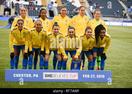 Chester, Pennsylvania, USA. 27 Feb, 2019. Das Brasilianische Team Foto vor dem Spiel bei Talen Energie Stadion in Chester, Pennsylvania Credit: Ricky Fitchett/ZUMA Draht/Alamy leben Nachrichten Stockfoto