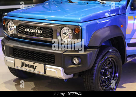 Danzig, Polen Feb 27th, 2019 Neues Modell der Suzuki Jimny auto Präsentation während der Suzuki Jimmy Road Show. Das Auto wurde in der Motor Centrum Unternehmen der Mitsubishi und Suzuki Autohändler in Danzig vorgestellt. Jimmy ist einer der beliebtesten Modell der Suzuki Motoren Polen. © vadim Pacajev/Alamy leben Nachrichten Stockfoto