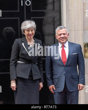 London, Großbritannien. 28.Februar 2019. König Abdullah II. von Jordanien trifft sich mit Theresa May MP PC, Premierminister in Downing Street 10 Credit Ian Davidson/Alamy leben Nachrichten Stockfoto