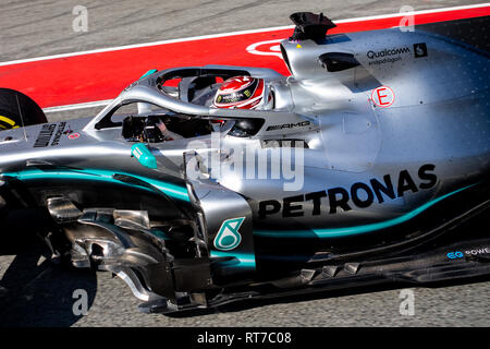 Montmeló, Katalonien, Spanien. 28 Feb, 2019. Lewis Hamilton von MERCEDES AMG PETRONAS Formel 1 Team in Aktion während der zweiten Woche F1 Test Tage in Montmelo Circuit, Katalonien, Spanien. Credit: SOPA Images Limited/Alamy leben Nachrichten Stockfoto