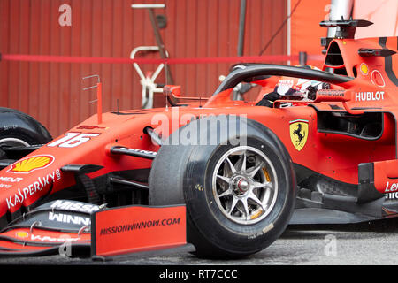 Montmelo, Barcelona, Spanien. 28.Februar 2019. Charles Leclerc (Scuderia Ferrari Mission Worfeln) SF 90 Auto, in Aktion gesehen im Winter Testtagen auf dem Circuit de Catalunya in Montmelo (Katalonien). Credit: SOPA Images Limited/Alamy leben Nachrichten Stockfoto