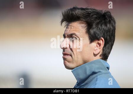 Montmelo, Spanien. 28 Feb, 2019. TOTO WOLFF, Mercedes AMG W 1 Gesellschafter und Geschäftsführer während der 2019 FIA Formel 1-Weltmeisterschaft vor Jahreszeit Prüfung am Circuit de Barcelona-Catalunya in Montmelo, Spanien. Credit: James Gasperotti/ZUMA Draht/Alamy leben Nachrichten Stockfoto