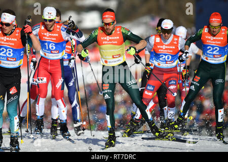 Seefeld, Österreich. 28. Februar, 2019. Johannes RYDZEK (GER) in Aktion, Aktion, nordische Kombination normal Hill, einzelne Konkurrenz 10 km Nordische Kombination NH einzelnen Gundersen 10 km. Nordische Ski-WM 2019 in Seefeld/Österreich vom 19.02.-03.03.2019. | Verwendung der weltweiten Kredit: dpa Picture alliance/Alamy leben Nachrichten Stockfoto