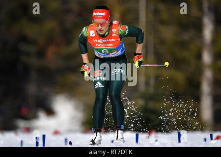 Seefeld, Österreich. 28. Februar, 2019. Katharina HENNIG GER), Aktion, Single Action, Einzelbild, ausgeschnitten, vollen Körper geschossen, die ganze Figur. Cross country Damen 4 x 5 km Staffel Classic/Kostenlos, Langlauf Frauen Relais Classic/Freestyle FIS Nordische Ski-WM 2019 in Seefeld/Österreich vom 19.02.-03.03.2019. | Verwendung der weltweiten Kredit: dpa Picture alliance/Alamy leben Nachrichten Stockfoto