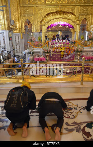 Die Gläubigen in der Sikh Temple' Gurudwara Bangla Sahib' in Delhi, aufgezeichnet am 29.01.2019 | Verwendung weltweit Stockfoto