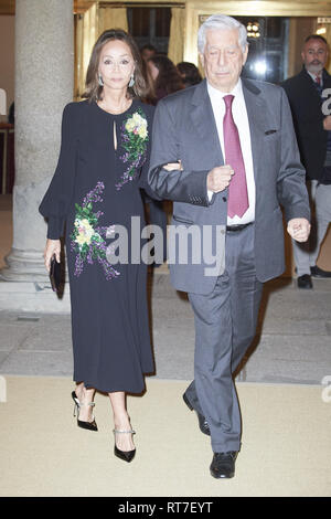 Madrid, Madrid, Spanien. 28 Feb, 2019. Isabel Preysler, Mario Vargas Llosa Host eine Rezeption im El Pardo Palastes, am 28. Februar 2019 in Madrid, Spanien Credit: Jack Abuin/ZUMA Draht/Alamy leben Nachrichten Stockfoto