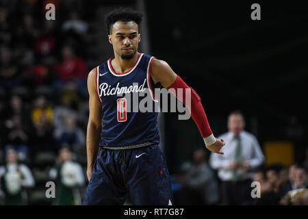 Fairfax, Virginia, USA. 27 Feb, 2019. Jakob GILYARD (0) in Aktion während des Spiels an EagleBank Arena in Fairfax, Virginia statt. Credit: Amy Sanderson/ZUMA Draht/Alamy leben Nachrichten Stockfoto