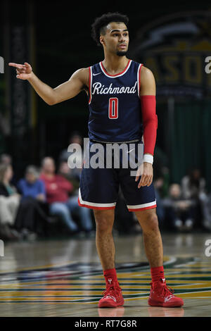 Fairfax, Virginia, USA. 27 Feb, 2019. Jakob GILYARD (0) in Aktion während des Spiels an EagleBank Arena in Fairfax, Virginia statt. Credit: Amy Sanderson/ZUMA Draht/Alamy leben Nachrichten Stockfoto