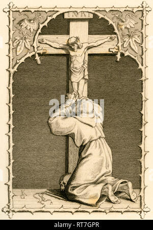 Die Reservierung von Martin Luther, Abbildung aus: 'Dr. Martin Luther deutscher Reformator", von Gustav König, publishrd von Rudolf Besser, Gotha, 1850 th illustriert., Additional-Rights - Clearance-Info - Not-Available Stockfoto