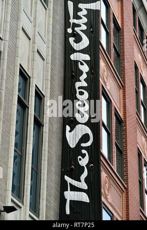 Chicago, Illinois, USA. Die berühmte zweite Stadt in Chicago's Altstadt Nachbarschaft. Stockfoto