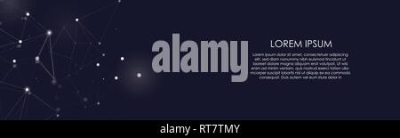 Digitales Netzwerk Banner Konzept Global Connection mit Linien und Punkten - geometrisch abstrakten Hintergrund auf Dunkelblau-Vektor Stock Vektor