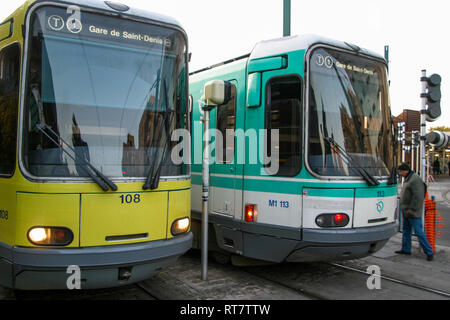 RATP Straßenbahn, Bobigny, Seine-Saint-Denis, Frankreich Stockfoto