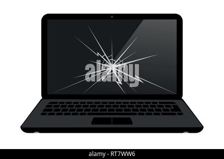Broken Laptop Display mit crack Vektor-illustration EPS 10. Stock Vektor