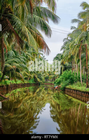 Ein Blick auf die Sultan Kanal während der Monsun an Madayi, Kannur, Kerala Stockfoto