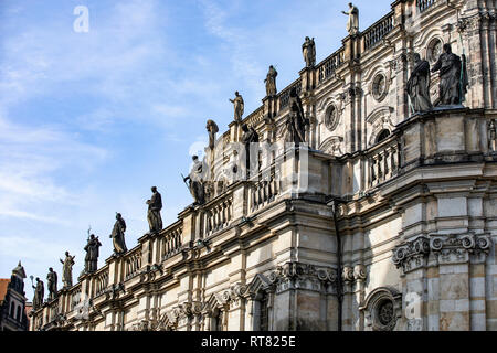 Deutschland, Dresden, Teil der Fassade der Katholischen Kirche von den königlichen Hof von Sachsen Stockfoto