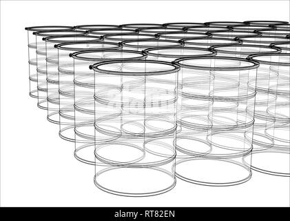 Gruppe von Ölfässern. Vektor Rendering von 3d Stock Vektor