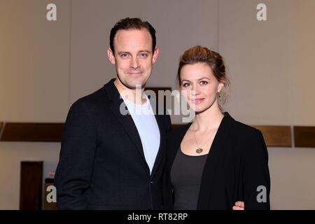 Feier zur Neueröffnung von My Fair Lady im Vivian Beaumont Theatre. Mit: Harry Hadden-Paton, Rebecca Nacht Wo: New York, New York, United States Wenn: 27 Jan 2019 Credit: Joseph Marzullo/WENN.com Stockfoto