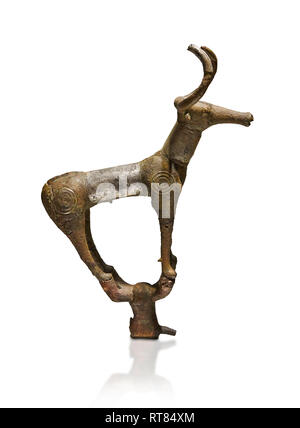 Bronzezeit Hattiergemeinschaft zeremoniellen Stier Statuette aus Bronze aus einem möglichen Bronzezeit königliches Grab L (2500 v. Chr. bis 2250 v. Chr.) - alacahoyuk-Museum von Anatolien Stockfoto