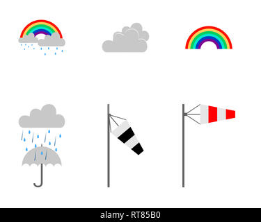 Icon Set Wetter auf Weiß Stockfoto