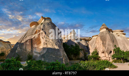 Fotos & Bilder der Fairy Chimney Rock Formationen und rock Säulen "pasaba Valley" in der Nähe von Göreme in Kappadokien, Nevsehir, Türkei Stockfoto