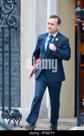 Alun Cairns MP (Con; Staatssekretär für Wales), 10 Downing Street nach einer Kabinettssitzung Feb 2019 Stockfoto