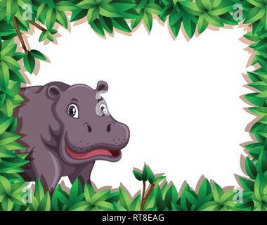 Hippopotamus in der Natur frame Abbildung Stock Vektor