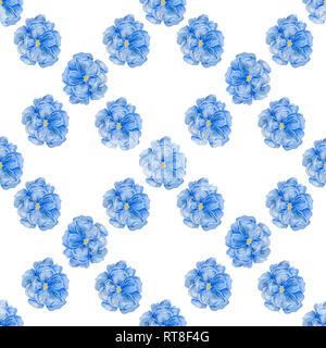 Cute Aquarell bleu Blumen Muster auf weißem Hintergrund. Elegante Vorlage für Mode wird gedruckt. Stockfoto