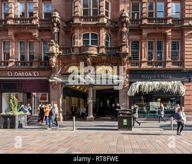 Eingang zum Argyll Arcade in der Buchanan Street Glasgow Schottland Großbritannien Stockfoto