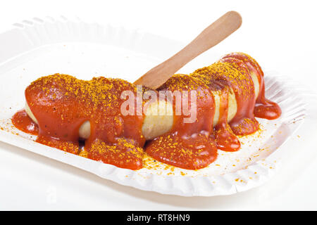 Curry Wurst mit Soße Stockfoto